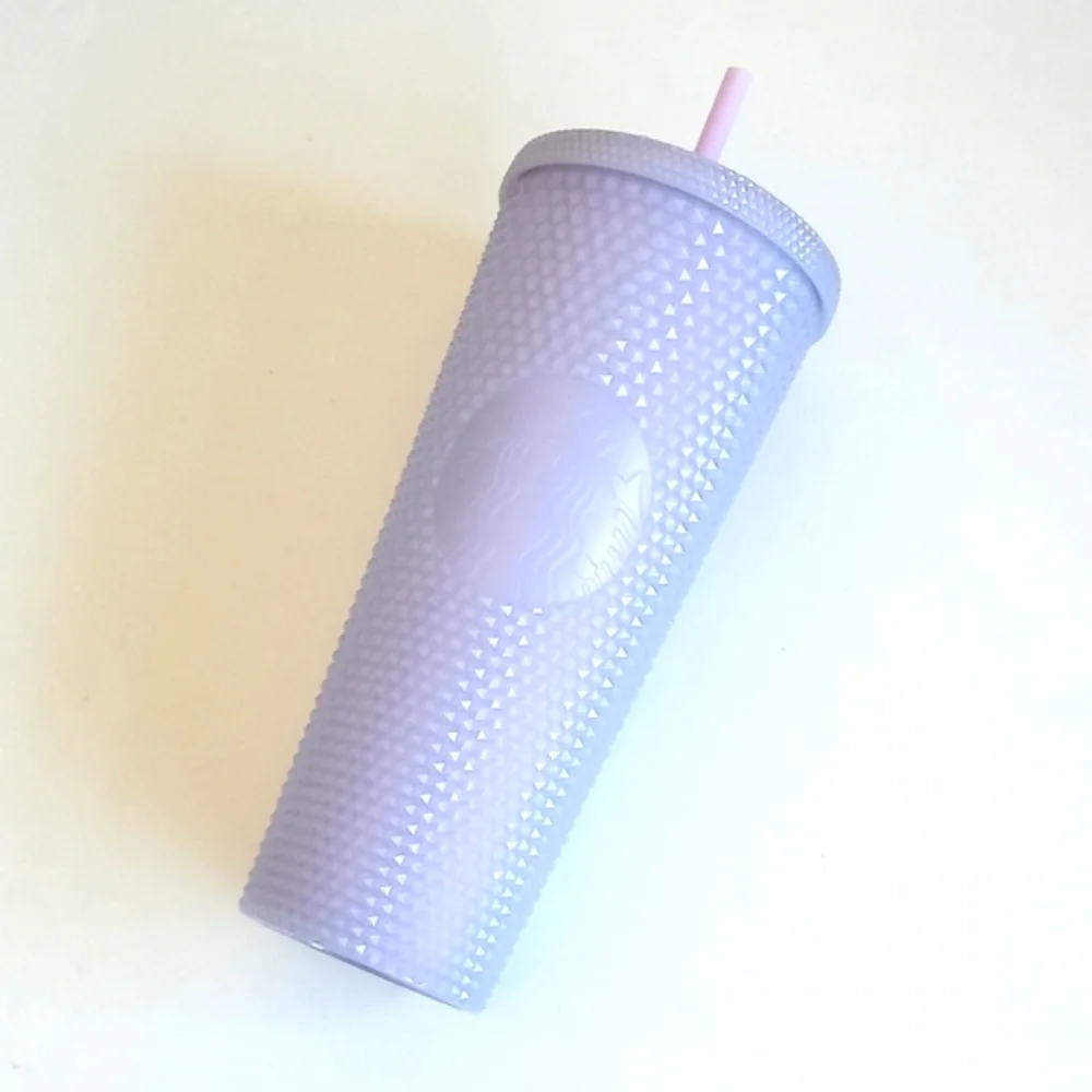 Starbucks Lavender Lilac Bling Studded 24oz Cold Cup Tumbler with Lid & Straw